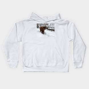 Scottish Highland Cattle Calf 1706 Kids Hoodie